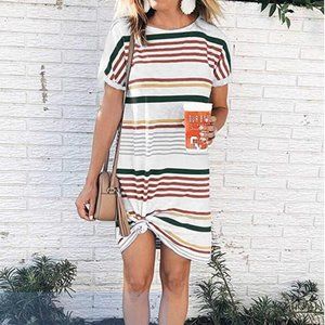 Aleumd | Round Neck Striped Tshirt Dress